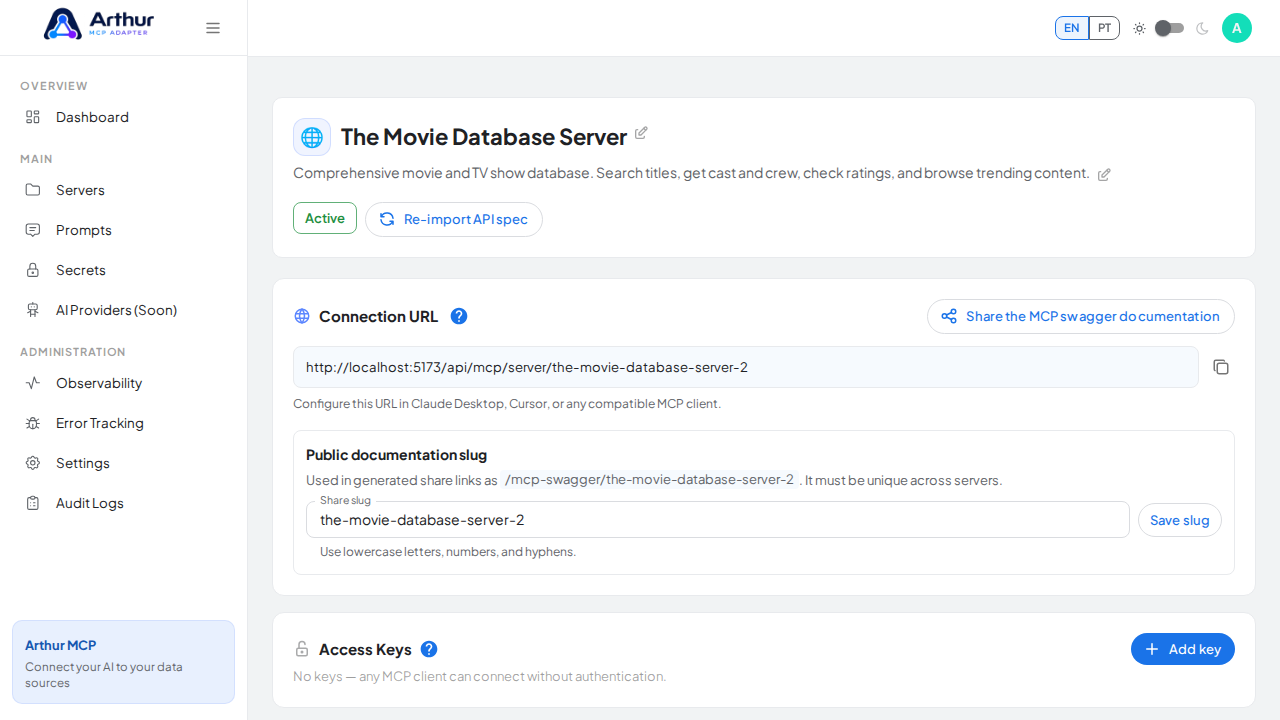 Create the The Movie Database server with its preconfigured tools