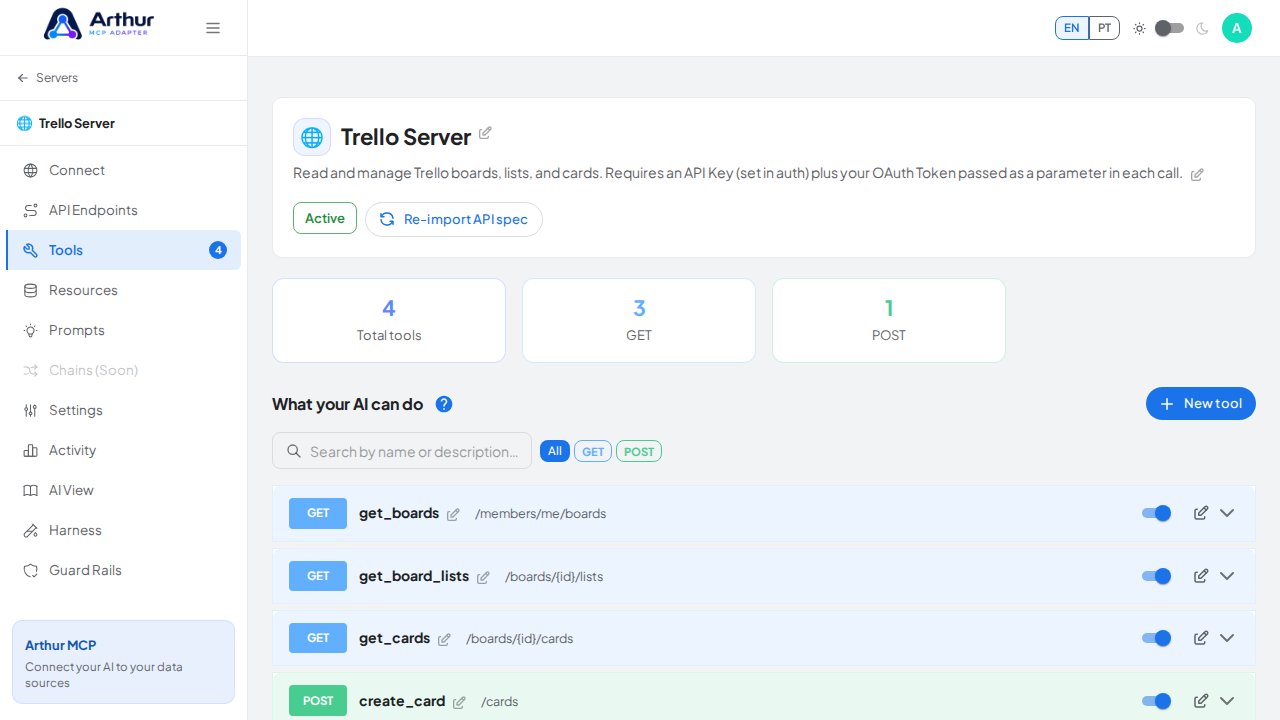 Review the tools generated from the Trello template