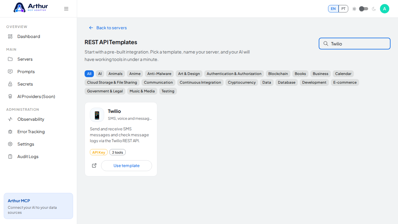 Search the gallery for the Twilio integration