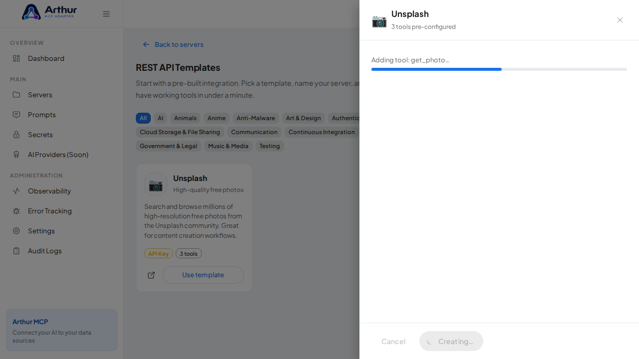 Create the Unsplash server with its preconfigured tools