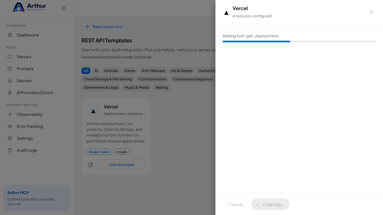 Create the Vercel server with its preconfigured tools