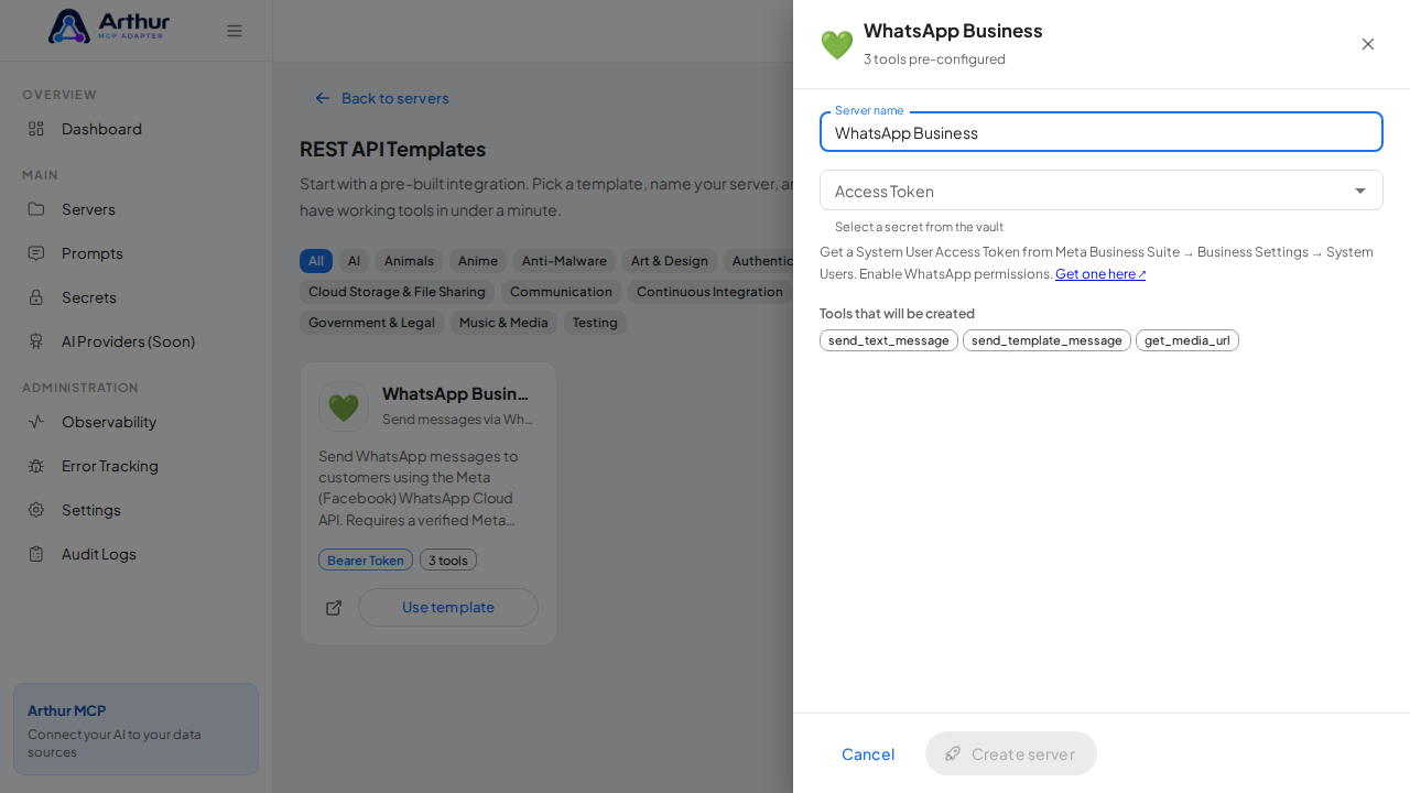 Open the WhatsApp Business template with its preconfigured tools