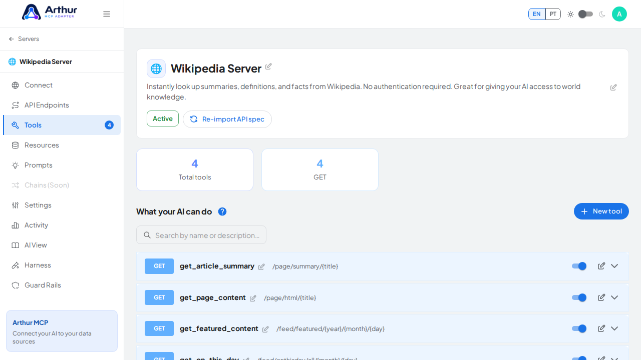 Review the tools generated from the Wikipedia template