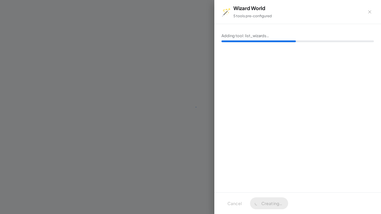 Create the Wizard World server with its preconfigured tools