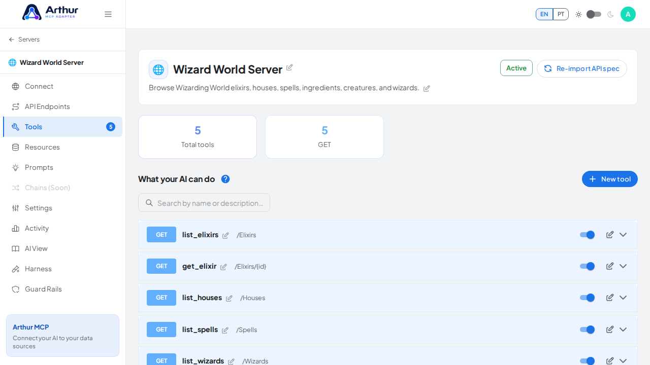 Review the tools generated from the Wizard World template