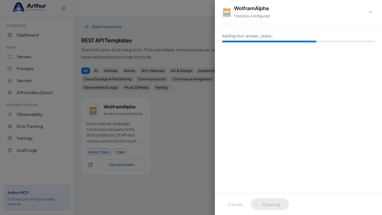 Create the WolframAlpha server with its preconfigured tools