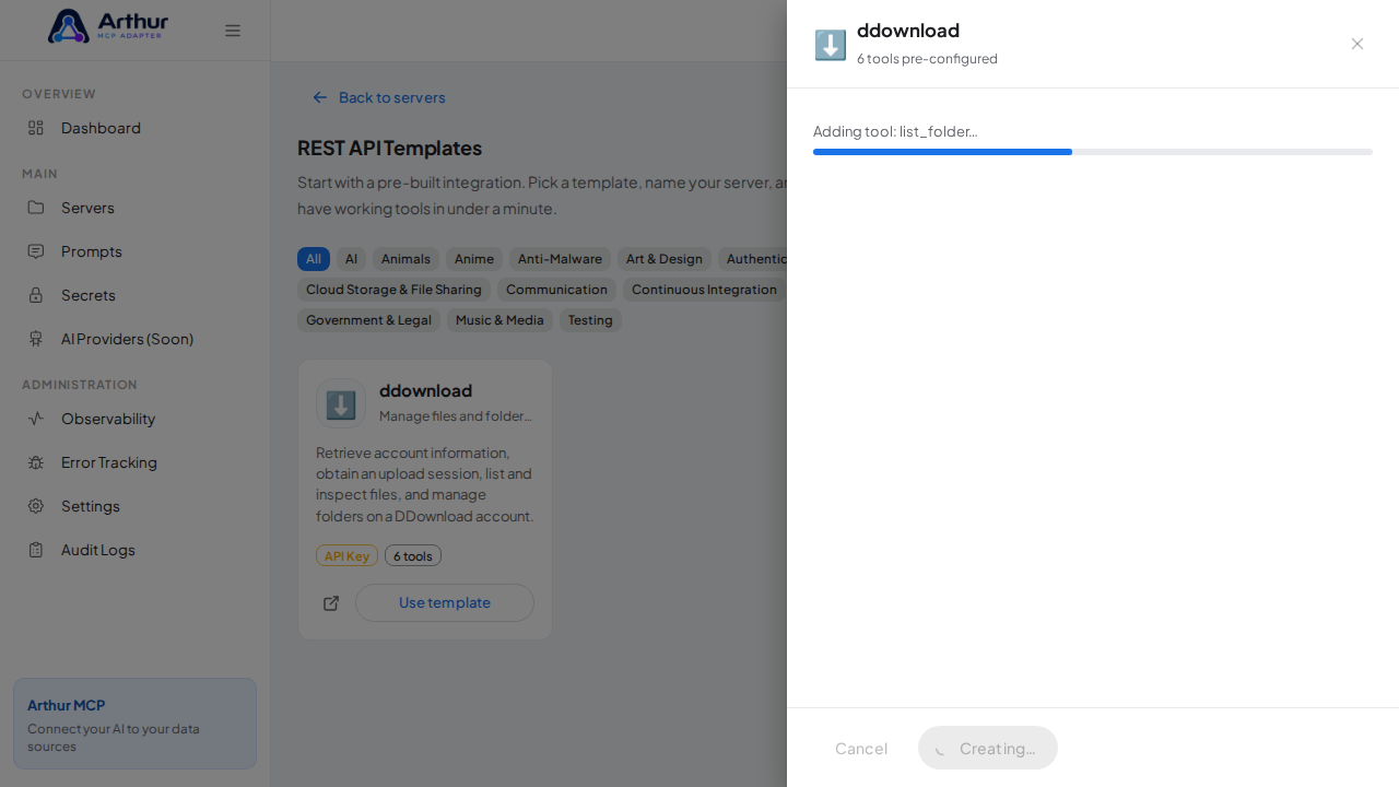 Create the ddownload server with its preconfigured tools