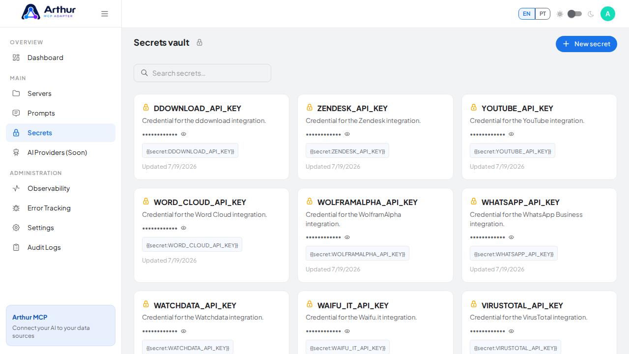Open the Secrets vault to store the eBird credential before using the template