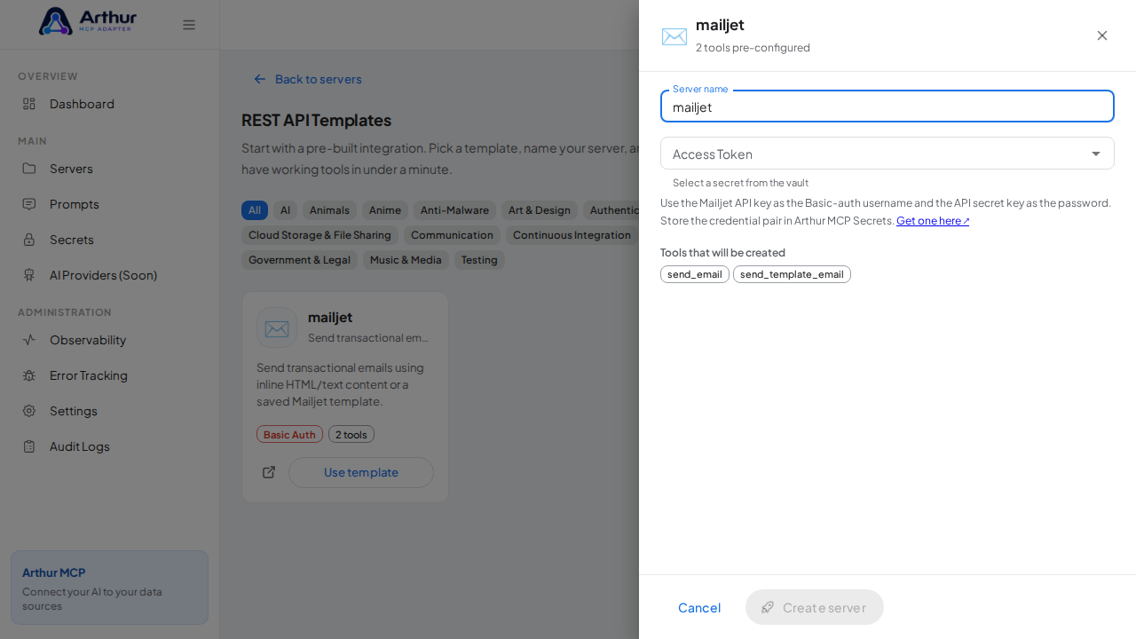 Open the mailjet template with its preconfigured tools