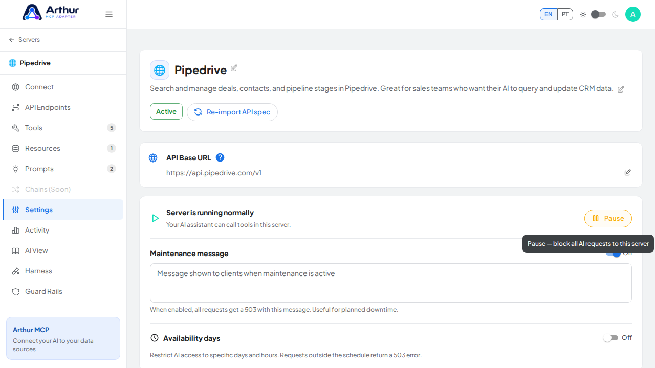 Reactivate the server so AI clients can call tools again