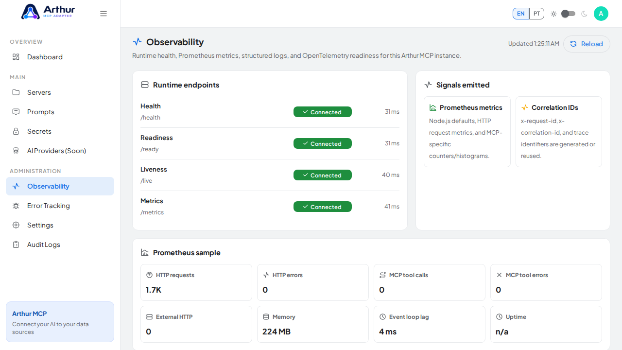 Bring the Observability area into the viewport for a focused, semantic screenshot