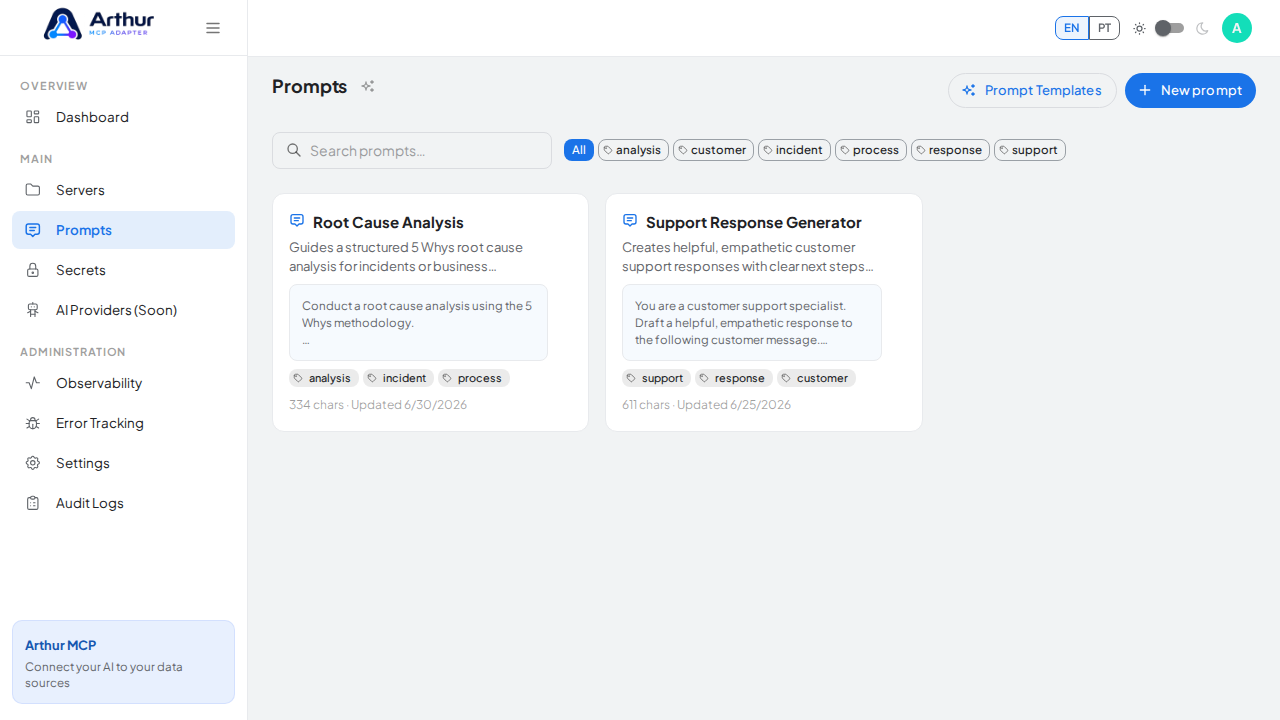 Bring the Prompts area into the viewport for a focused, semantic screenshot