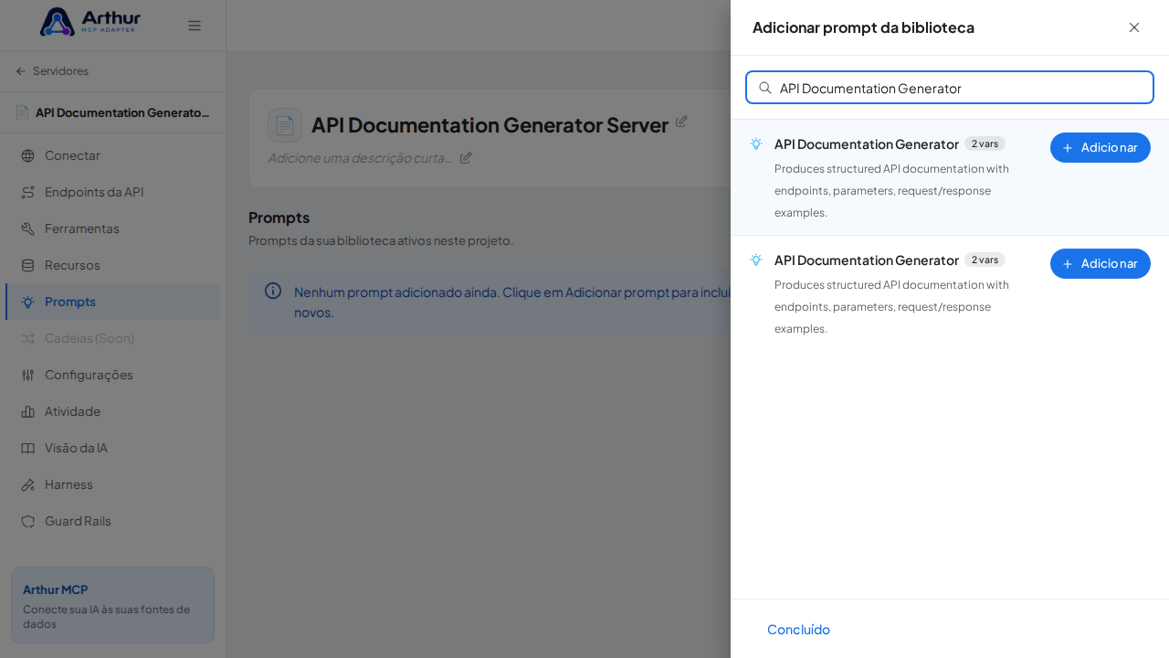 Pesquise o prompt API Documentation Generator na biblioteca