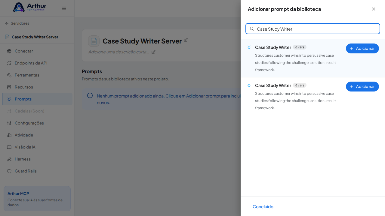 Pesquise o prompt Case Study Writer na biblioteca