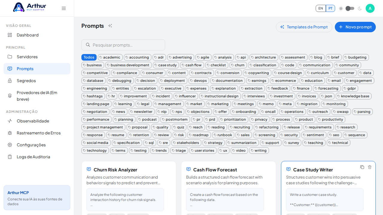 Crie o prompt Churn Risk Analyzer na biblioteca compartilhada