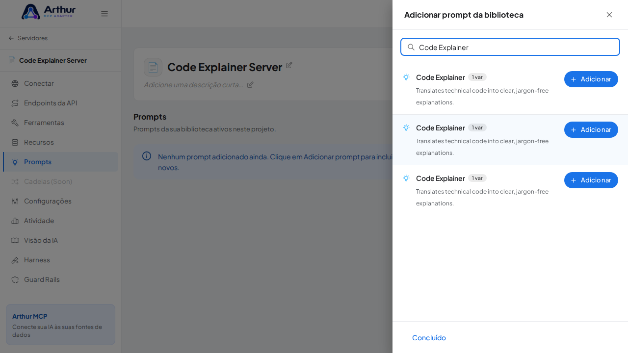 Pesquise o prompt Code Explainer na biblioteca
