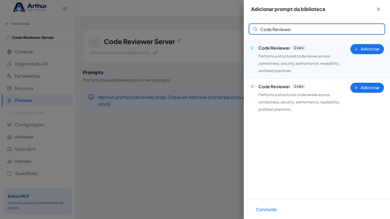 Pesquise o prompt Code Reviewer na biblioteca