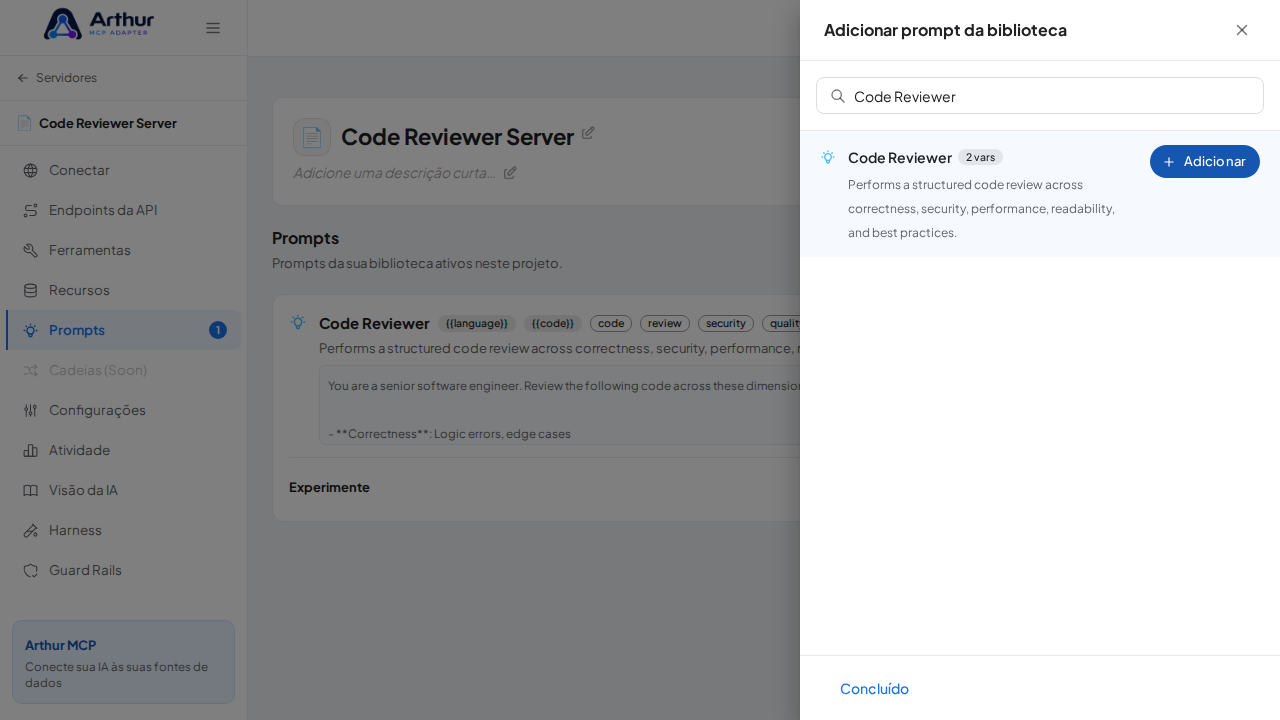 Vincule o prompt Code Reviewer ao servidor