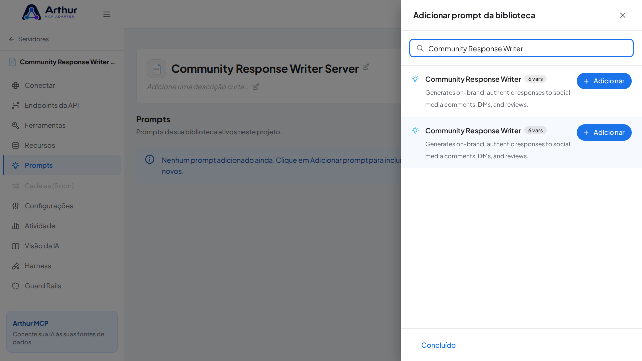 Pesquise o prompt Community Response Writer na biblioteca