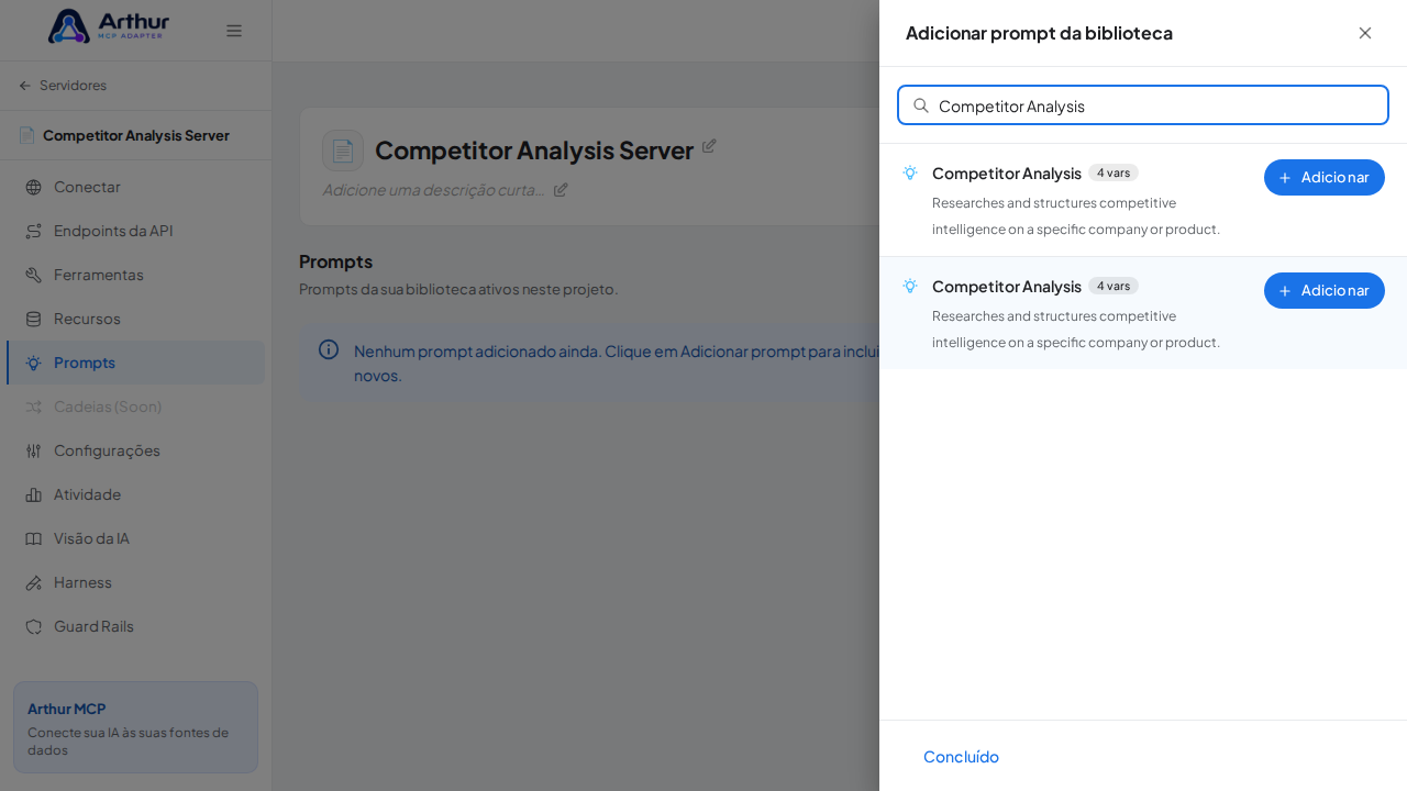 Pesquise o prompt Competitor Analysis na biblioteca