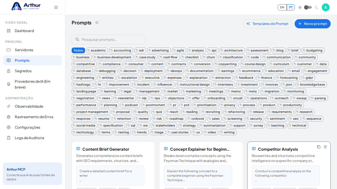 Crie o prompt Content Brief Generator na biblioteca compartilhada
