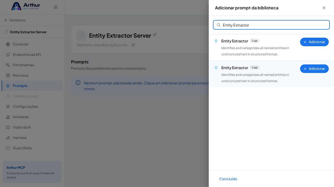 Pesquise o prompt Entity Extractor na biblioteca