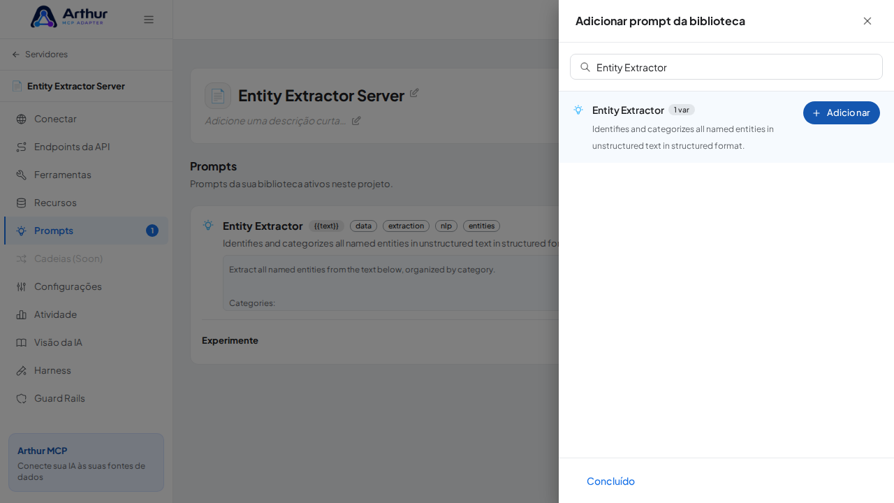 Vincule o prompt Entity Extractor ao servidor