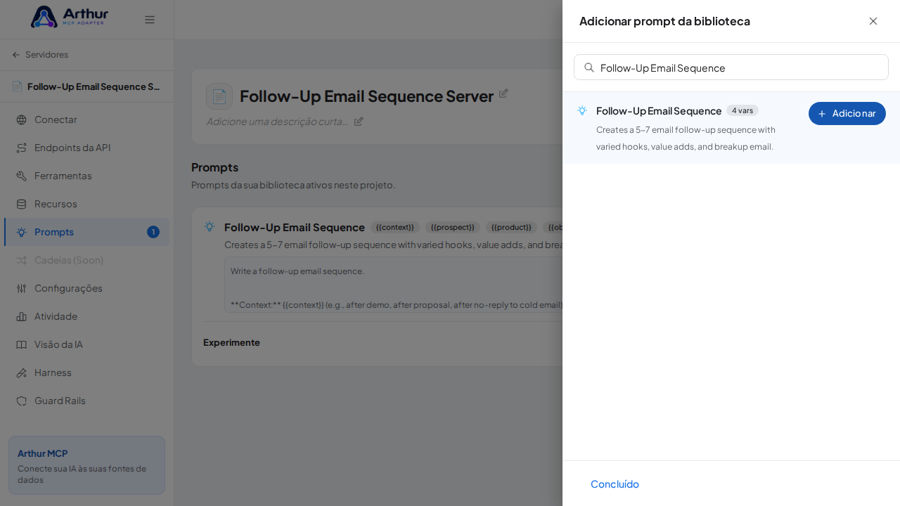 Vincule o prompt Follow-Up Email Sequence ao servidor