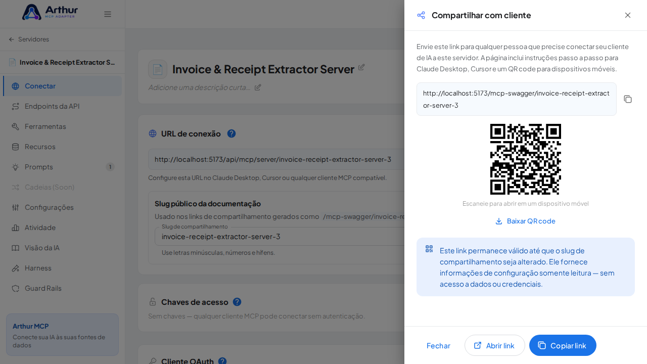 Mostre o link da documentação swagger e o QR code gerados para este servidor
