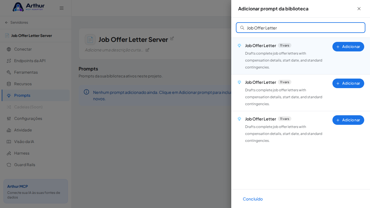 Pesquise o prompt Job Offer Letter na biblioteca