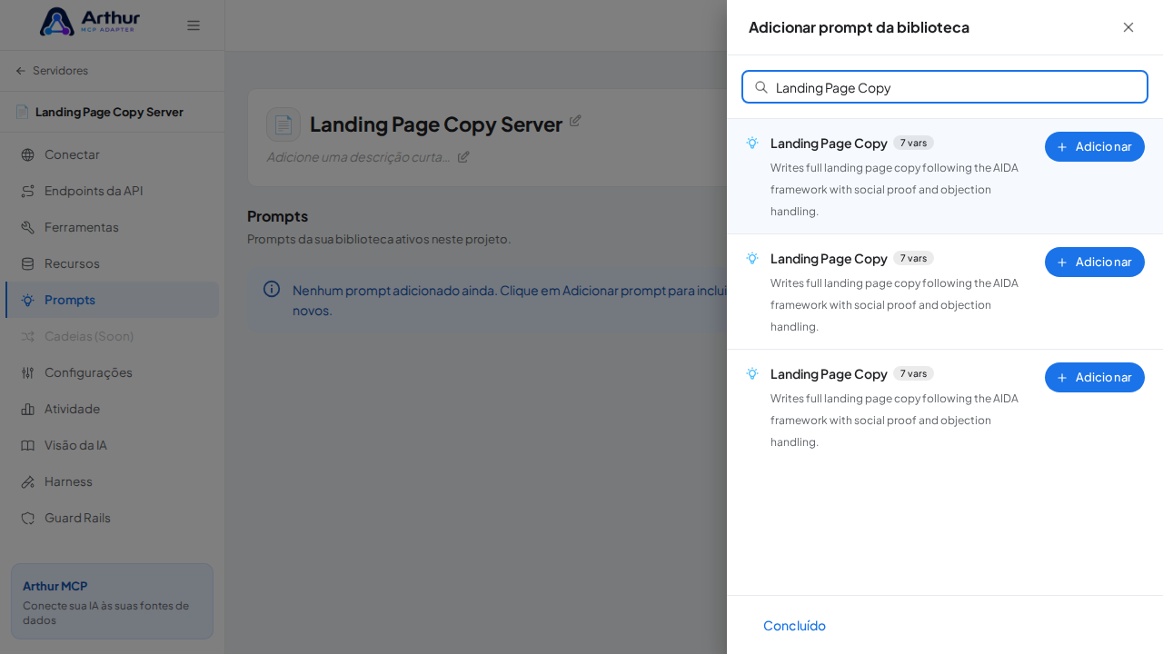 Pesquise o prompt Landing Page Copy na biblioteca