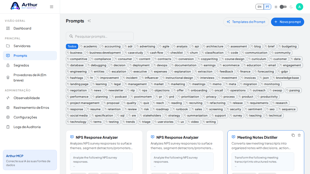 Crie o prompt NPS Response Analyzer na biblioteca compartilhada