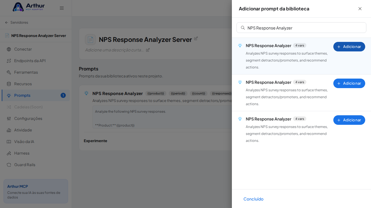 Vincule o prompt NPS Response Analyzer ao servidor