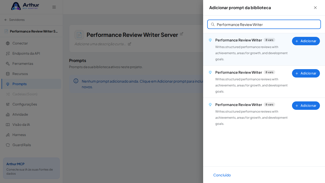 Pesquise o prompt Performance Review Writer na biblioteca