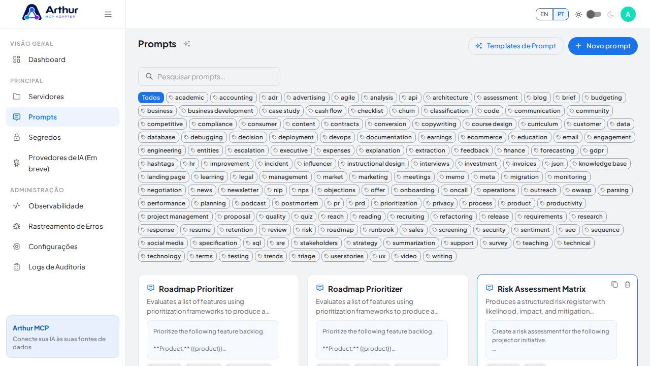 Crie o prompt Roadmap Prioritizer na biblioteca compartilhada
