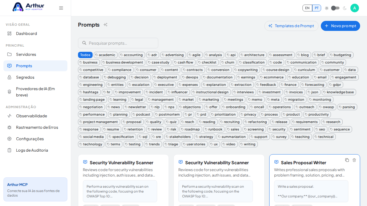 Crie o prompt Security Vulnerability Scanner na biblioteca compartilhada