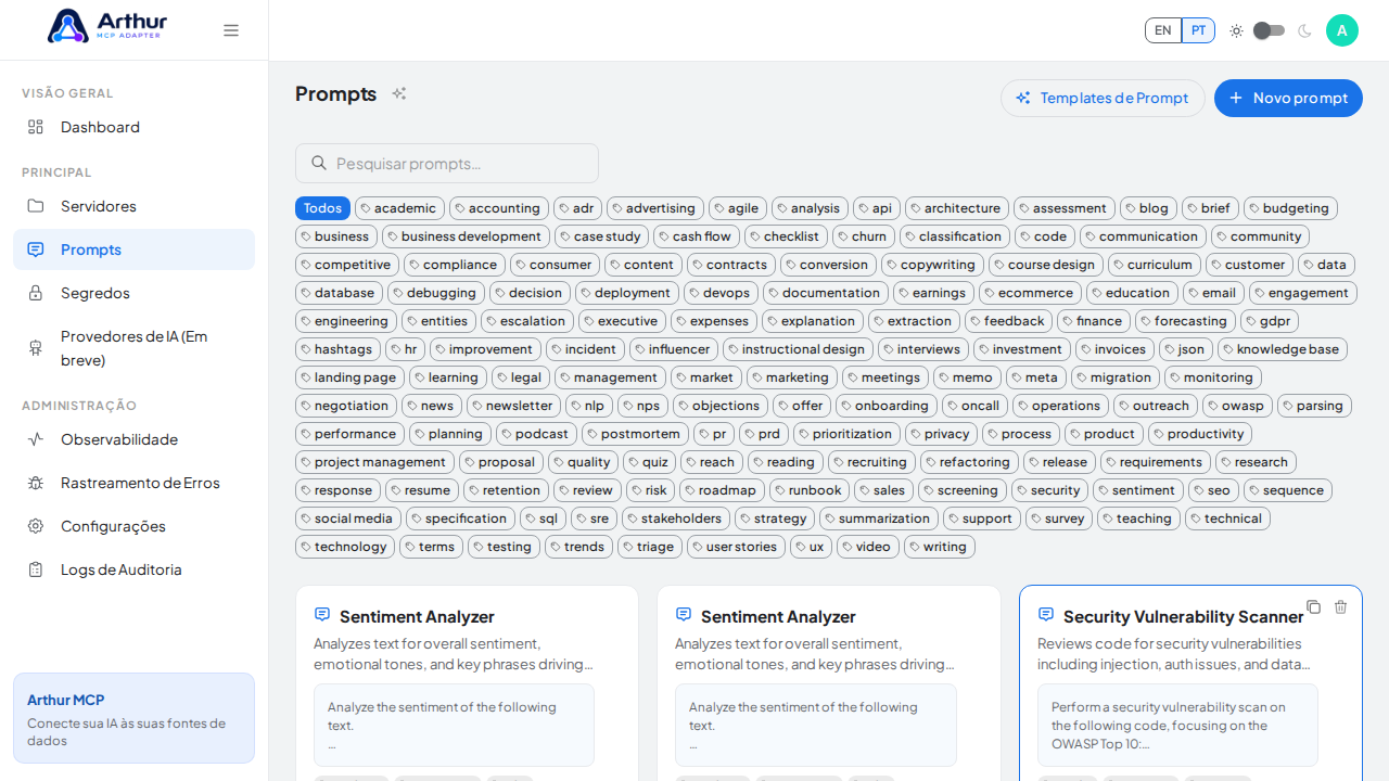 Crie o prompt Sentiment Analyzer na biblioteca compartilhada