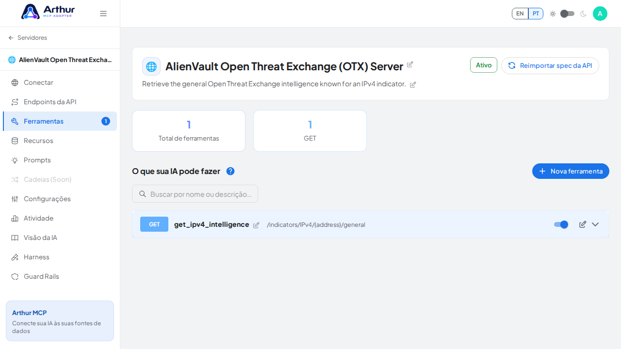 Revise as ferramentas geradas a partir do template AlienVault Open Threat Exchange (OTX)