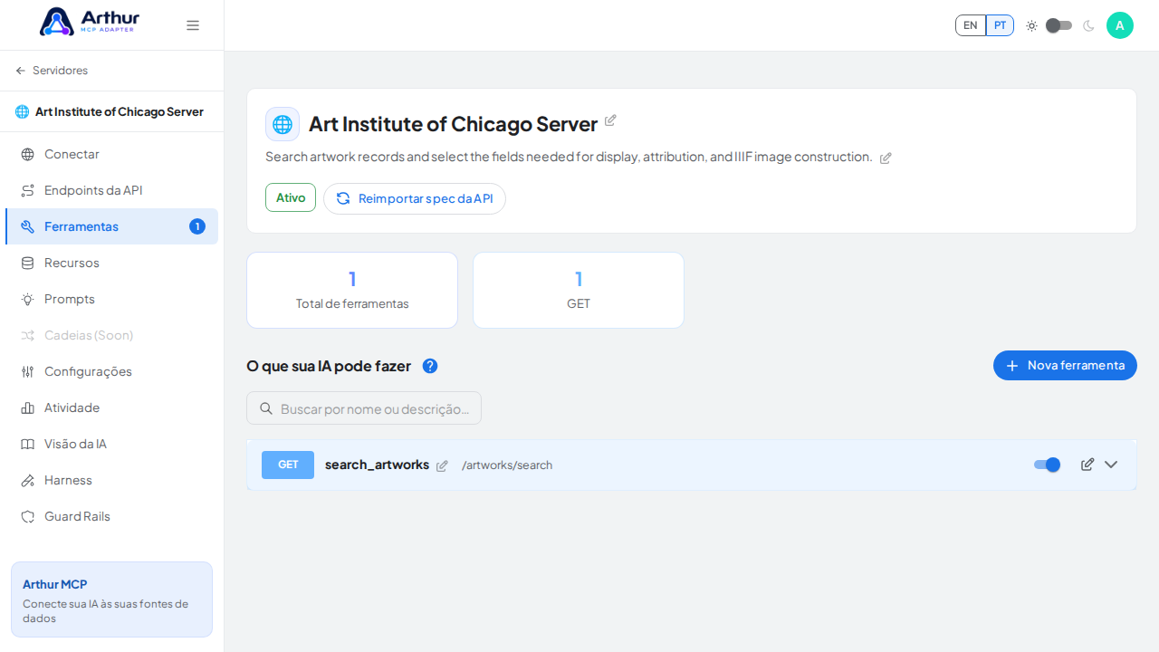 Revise as ferramentas geradas a partir do template Art Institute of Chicago