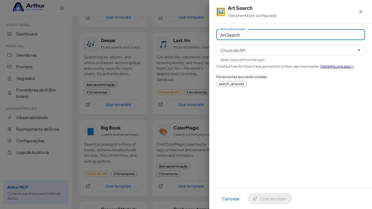 Abra o template Art Search com suas ferramentas pré-configuradas