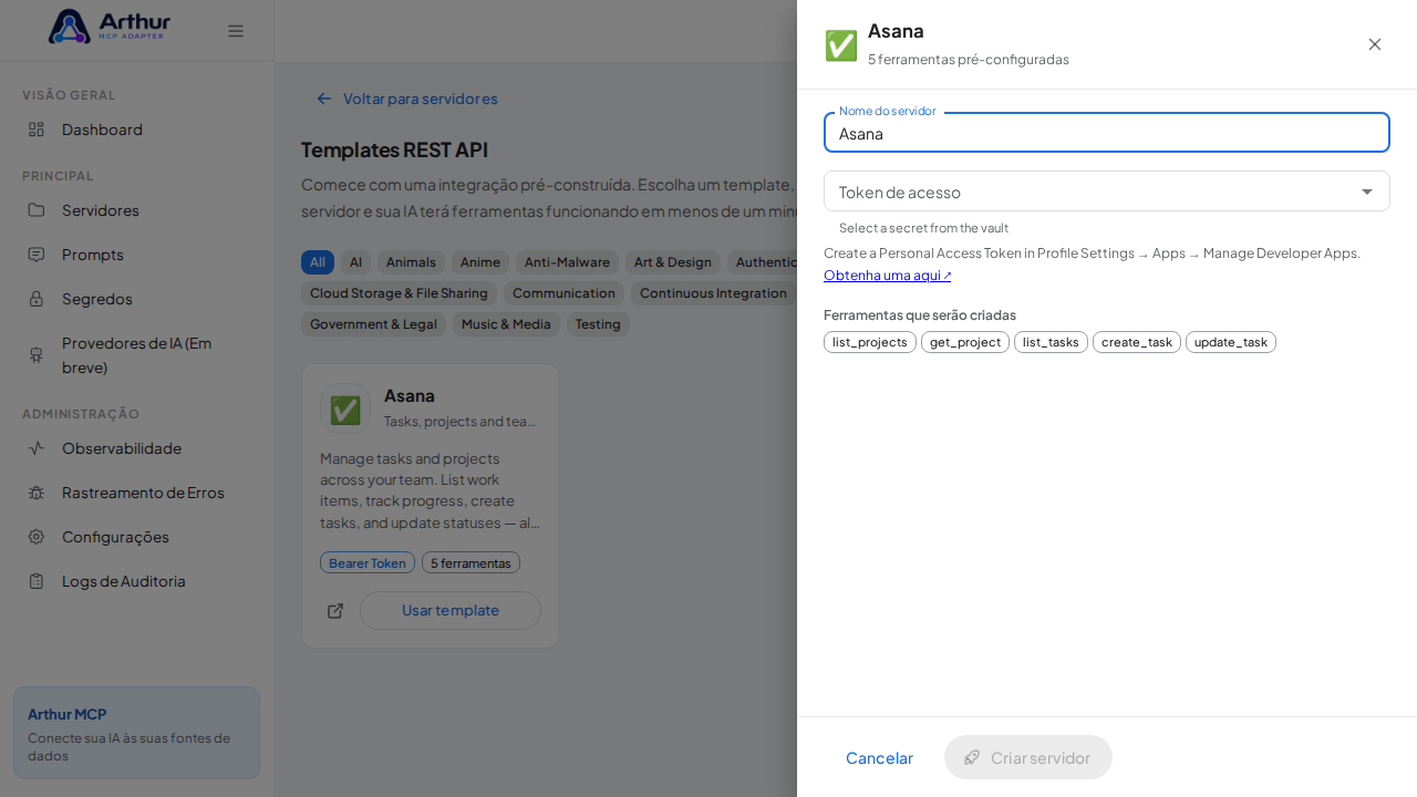 Abra o template Asana com suas ferramentas pré-configuradas