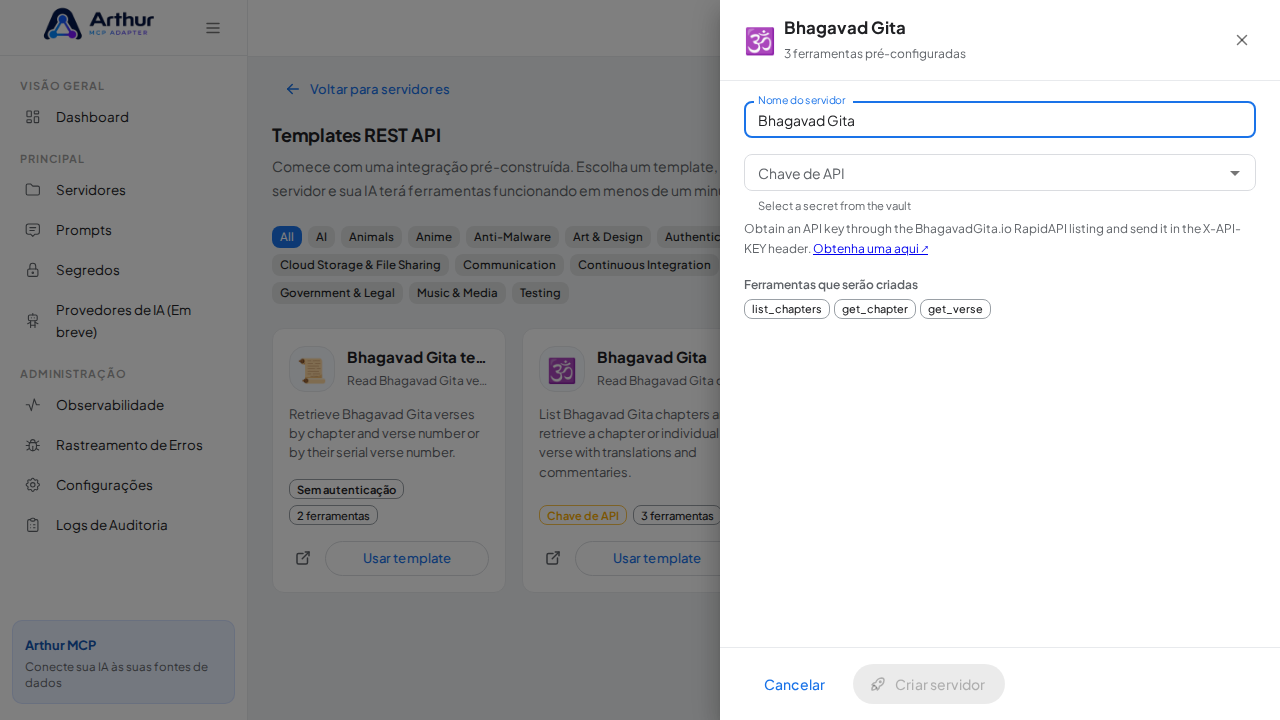 Abra o template Bhagavad Gita com suas ferramentas pré-configuradas