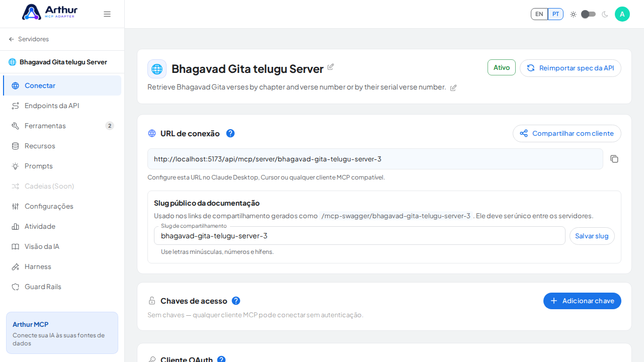 Crie o servidor Bhagavad Gita telugu com as ferramentas pré-configuradas