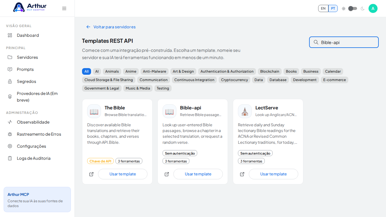 Busque a integração Bible-api na galeria
