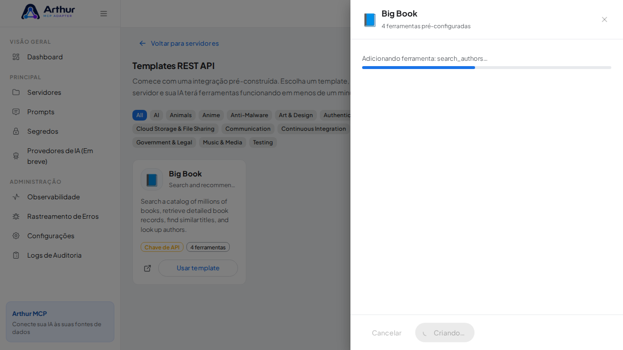 Crie o servidor Big Book com as ferramentas pré-configuradas