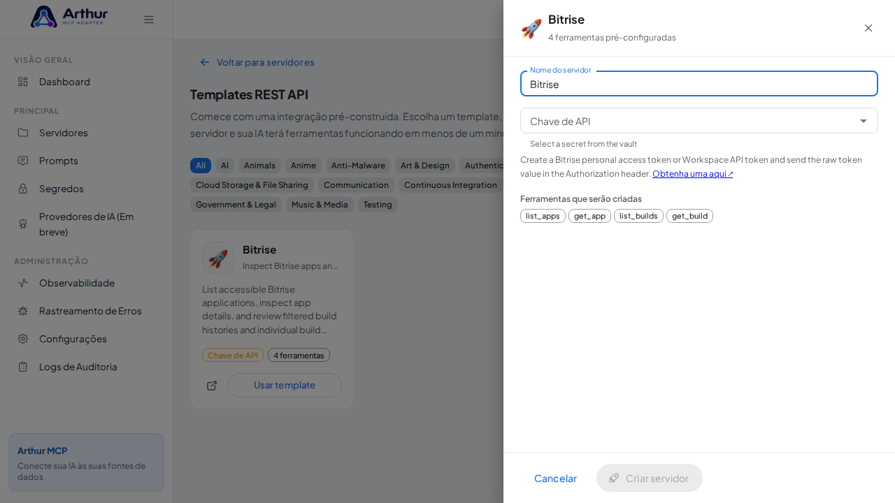 Abra o template Bitrise com suas ferramentas pré-configuradas