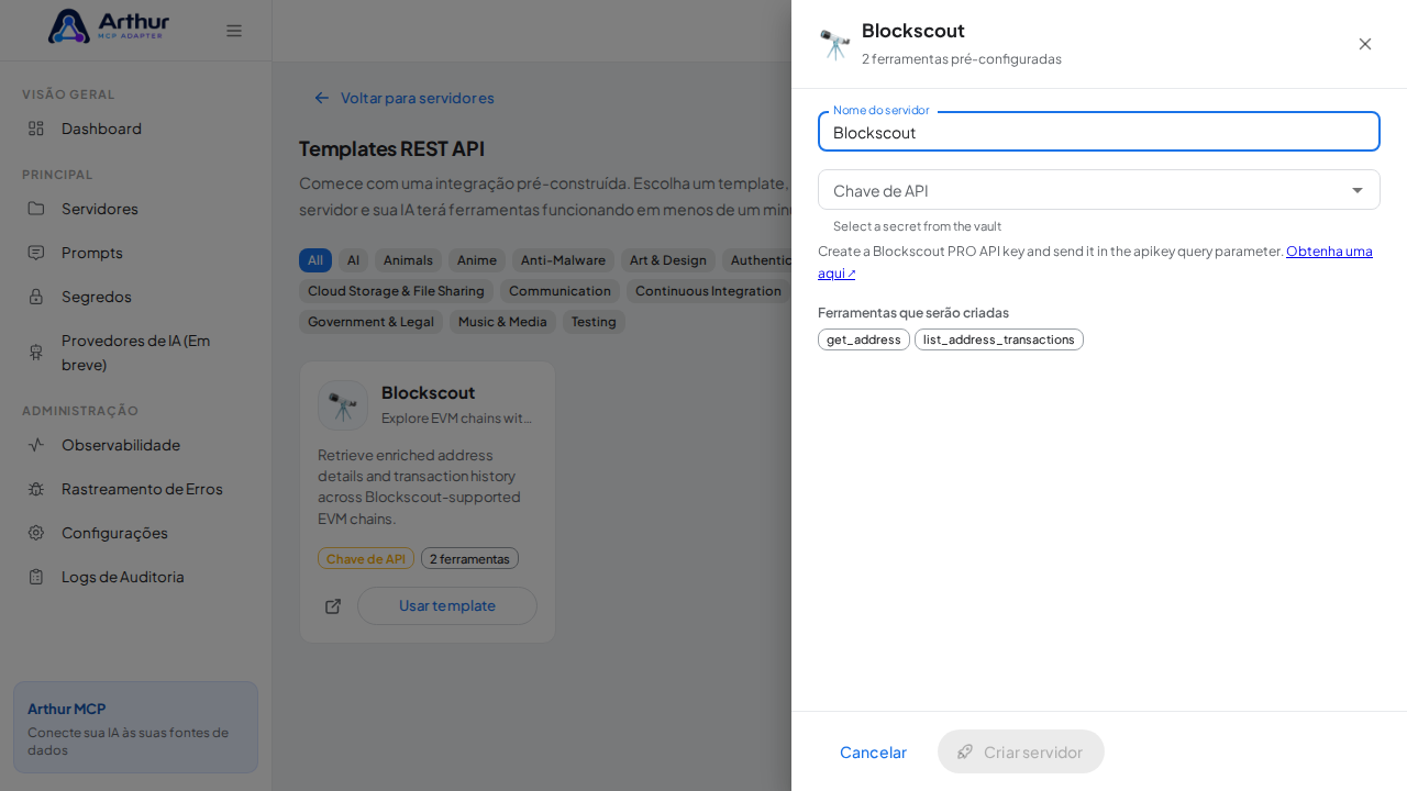 Abra o template Blockscout com suas ferramentas pré-configuradas
