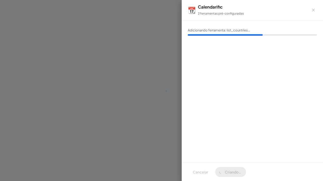 Crie o servidor Calendarific com as ferramentas pré-configuradas
