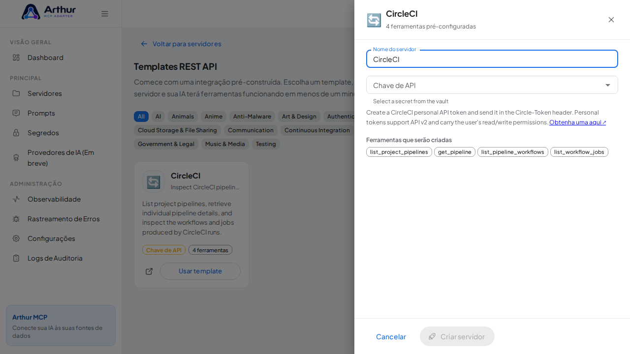 Abra o template CircleCI com suas ferramentas pré-configuradas