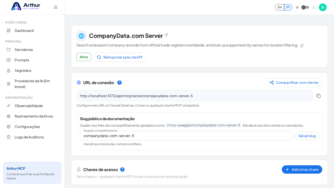 Crie o servidor CompanyData.com com as ferramentas pré-configuradas